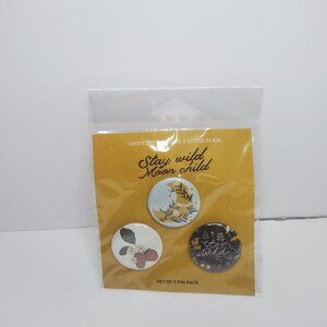 New Quirky Crate Set Of 3 Pin Pack Stay Wild Moon Child